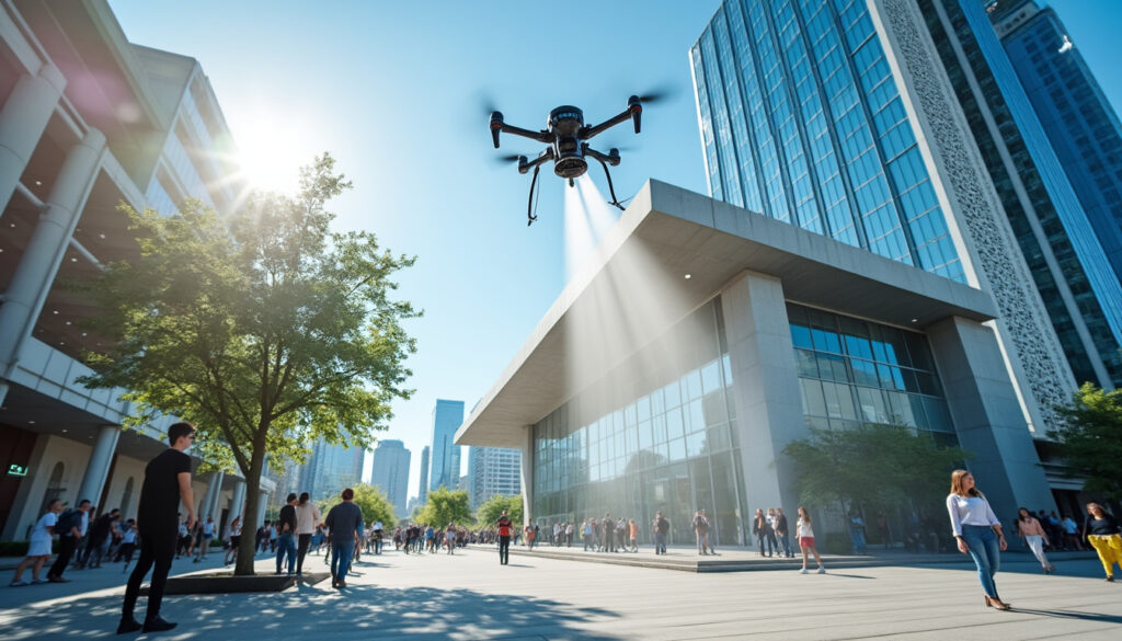 découvrez pourquoi de plus en plus de collectivités choisissent le drone pour le nettoyage des bâtiments publics : efficacité, sécurité et réduction des coûts au rendez-vous.