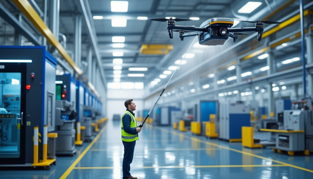 découvrez comment l’utilisation des drones transforme le nettoyage industriel en offrant rapidité, sécurité et efficacité, tout en réduisant les coûts et les risques pour les entreprises.