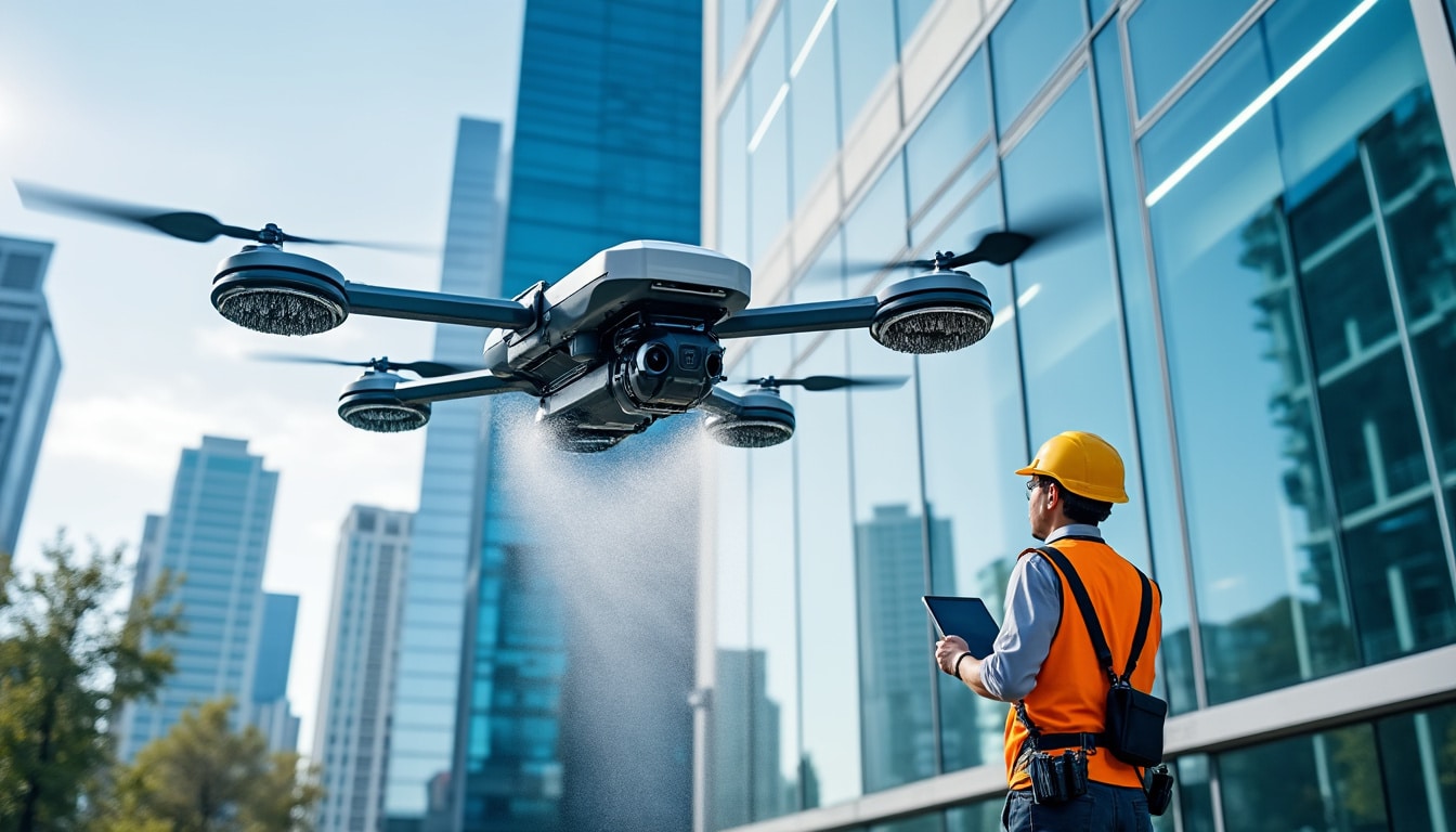 découvrez comment se déroule une intervention de nettoyage par drone, une méthode innovante et efficace pour entretenir vos surfaces en toute sécurité.