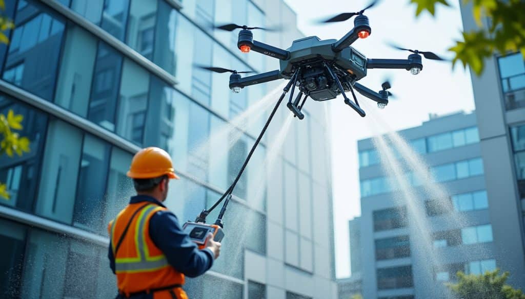 découvrez ce que le nettoyage par drone permet réellement : accès aux zones difficiles, intervention rapide et limites à connaître avant de choisir un prestataire.